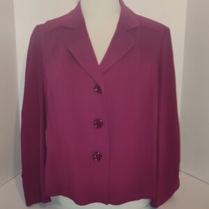 TALBOTS Fuchsia Pink Women's Blazer Jacket Italian Fabric Size 12w Petite